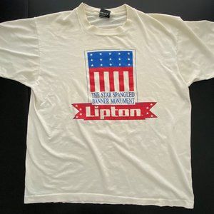 Vintage 1991 Star Spangled Banner Lipton Single Stitch T Shirt Made in USA Large